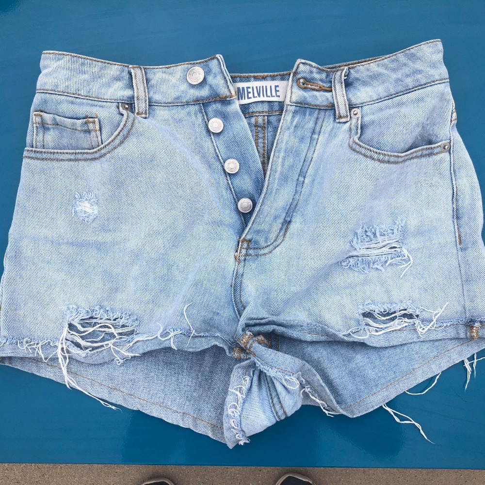 Brandy Melville Light Denim High-Waisted Shorts